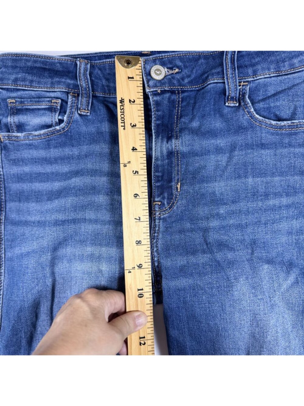 Hollister High-Rise Flare Jeans Womens Size 8S Classic Stretch Blue Denim Y2K - Picture 9 of 10